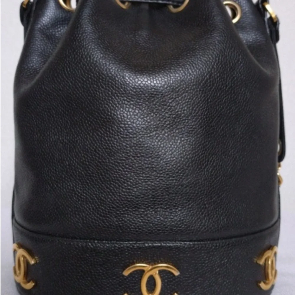 Chanel Caviar Triple CC Shoulder Bag Blk- 24K Gold plated - Vintage/w COA
